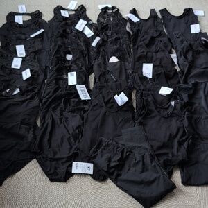 New Black Ballet Dancewear Leotard Leggings Tank Halter Mesh Lot XSC-MA Medium